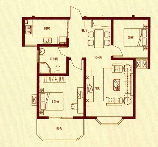 16-Ba戶型 2室2廳 98.24㎡