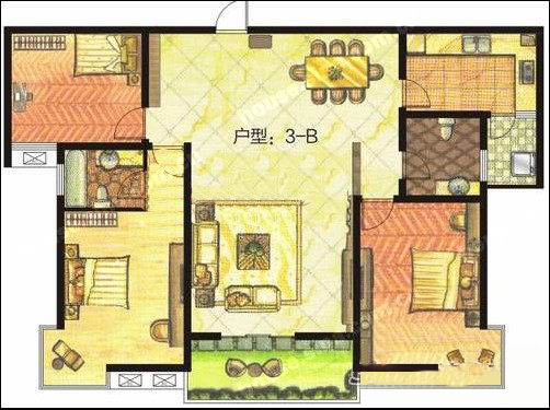 東方明珠 3室2廳2衛(wèi)1廚1陽臺137.04㎡