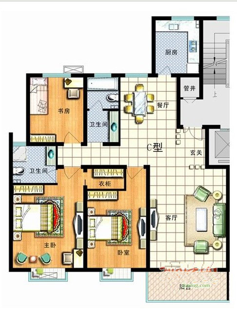 3室2廳2衛(wèi)1廚131㎡