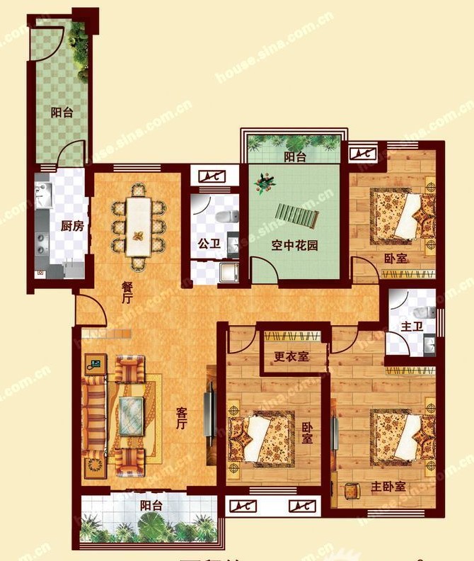 K1戶型 四室兩廳兩衛(wèi) 164-173㎡